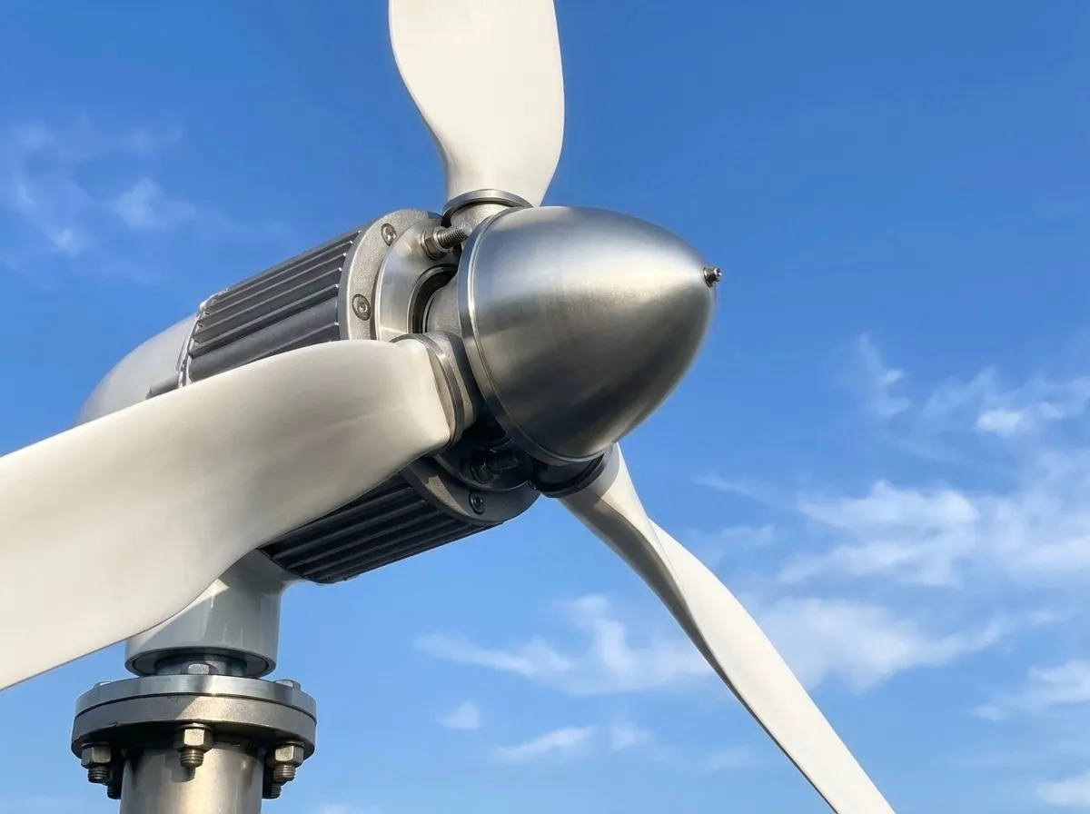 Wind turbine generator against the sky